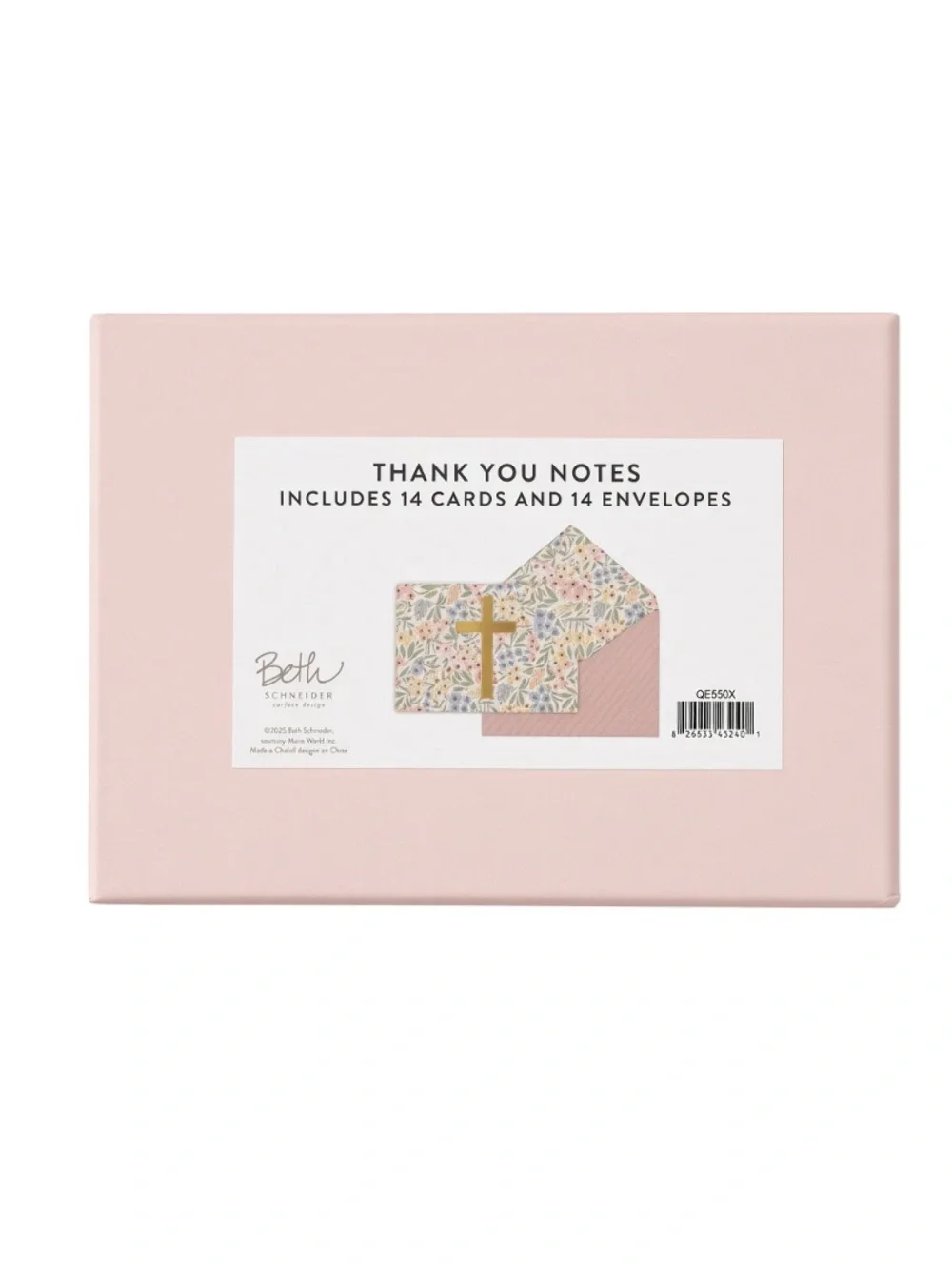 Beth Schneider Floral Gold Cross Thank You Notes 14 Cards + Envelopes NEW
